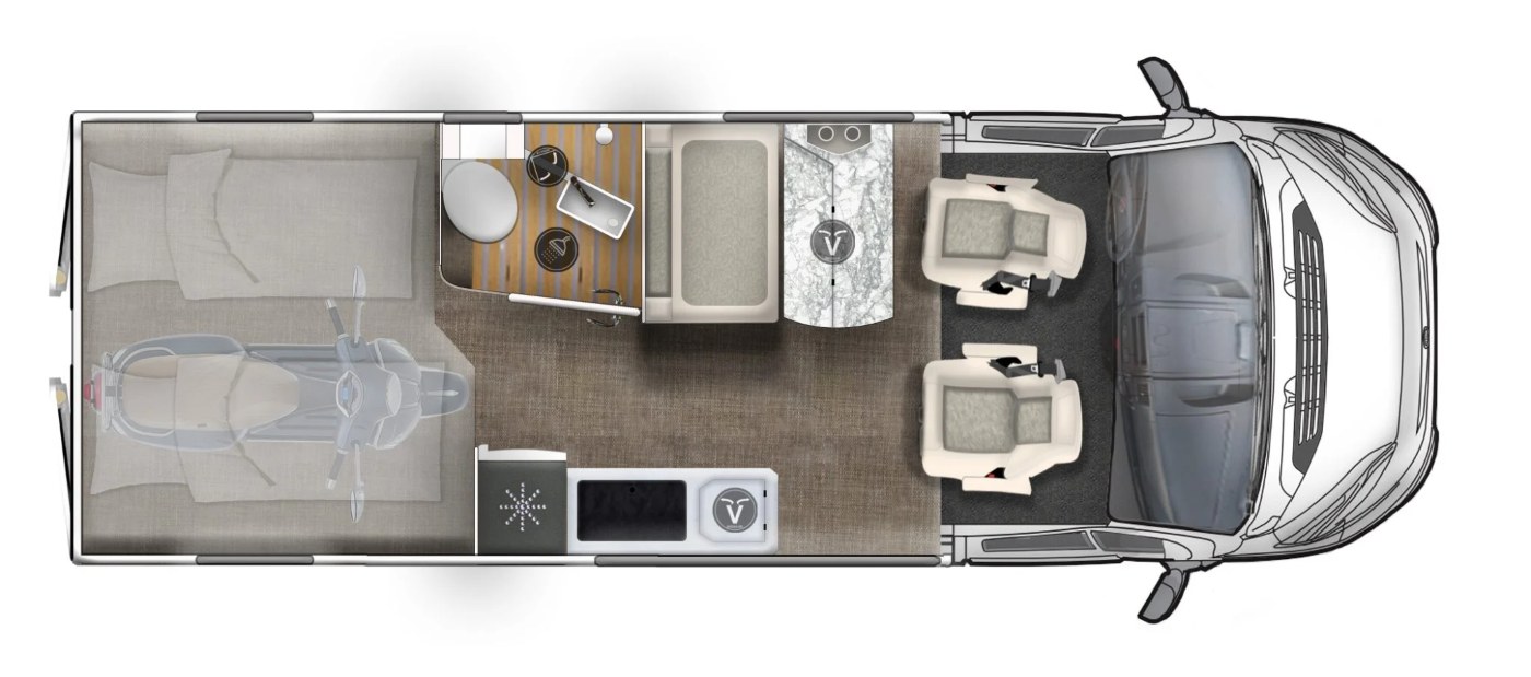 Půdorys obytného vozu Eura Mobil Van 635 HB